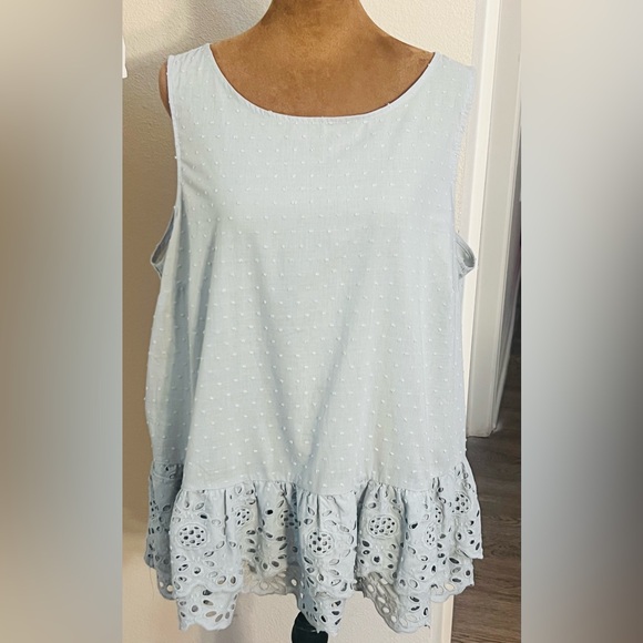 Adyson Parker Blue Mist Eyelet Hem Blouse - Picture 7 of 8